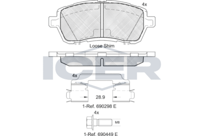 Комплект тормозных колодок, дисковый тормоз ICER 181881-204 для FORD KA+