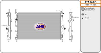 AHE 110.172/A Радиатор охлаждения двигателя для FORD TRANSIT CUSTOM V362 Автобус (F3)