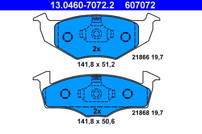 Комплект тормозных колодок, дисковый тормоз ATE 13.0460-7072.2 для VW VENTO