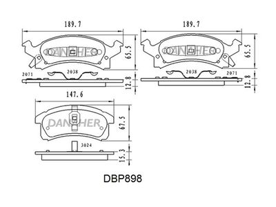 Комплект тормозных колодок, дисковый тормоз DANAHER DBP898 для CHEVROLET CORSICA