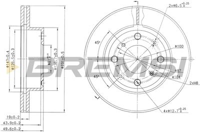 BREMSI CD6451V Тормозные диски для HONDA PRELUDE III (BA) 2.0 i EX 16V Cat (BA4) BREMSI CD6451V Тормозные диски для HONDA PRELUDE III (BA) 2.0 i EX 16V Cat (BA4)