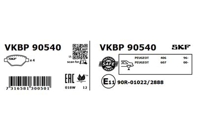 Комплект тормозных колодок, дисковый тормоз VKBP 90540