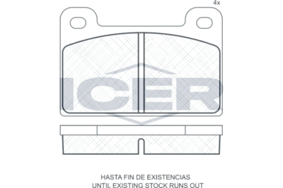 комплект спирачно феродо, дискови спирачки ICER 180284