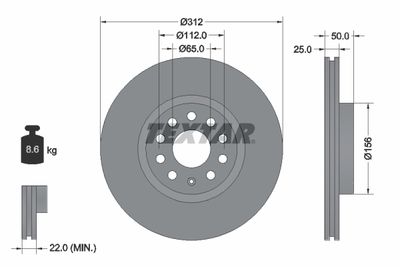Тормозной диск TEXTAR 92120500 для VW CC