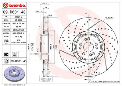 Bromsskiva BREMBO 09.D601.43