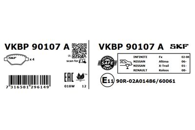 Brake Pad Set, disc brake VKBP 90107 A