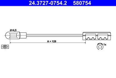 ATE 24.3727-0754.2 Трос ручного тормоза  для CHEVROLET  (Шевроле Вектра)