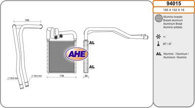 Теплообменник, отопление салона AHE 94015 для HYUNDAI i20