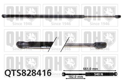 Газовая пружина, крышка багажник QUINTON HAZELL QTS828416 для SKODA OCTAVIA