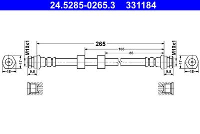 Тормозной шланг ATE 24.5285-0265.3 для MAZDA 2