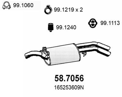 ASSO 58.7056 Глушитель выхлопных газов  для VW GOLF III Cabriolet (1E7) 1.8