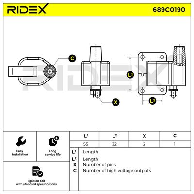запалителна бобина RIDEX 689C0190