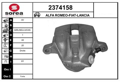 EAI 2374158 Тормозной суппорт  для FIAT UNO (Фиат Уно)