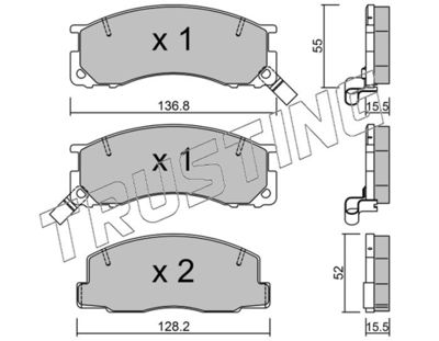 TRUSTING 290.0 Тормозные колодки и сигнализаторы для TOYOTA PREVIA I (_R1_, _R2_) 2.4 4WD (TCR21_, TCR20_)