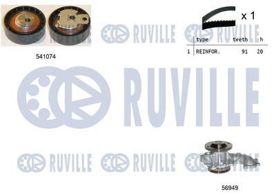 Водяной насос + комплект зубчатого ремня RUVILLE 5500541 для FORD TOURNEO
