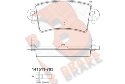 Комплект тормозных колодок, дисковый тормоз R BRAKE RB1511-703 для RENAULT MASTER