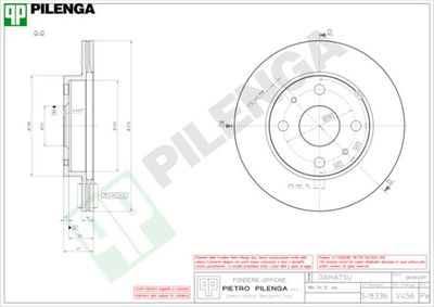 PILENGA V456 Тормозные диски  для TOYOTA DUET (Тойота Дует)