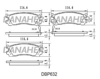 Комплект тормозных колодок, дисковый тормоз DANAHER DBP632 для MAZDA XEDOS