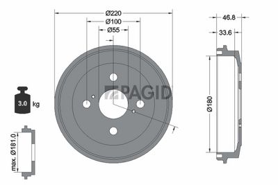 спирачен барабан PAGID 61367N