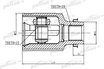 Шарнирный комплект, приводной вал PATRON PCV1364 для MAZDA 323