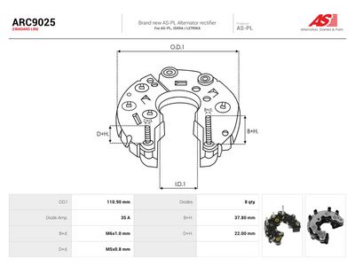 Ispravljač, alternator AS-PL ARC9025