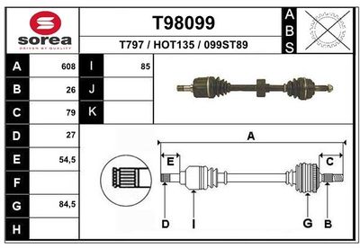 EAI Aandrijfas (T98099)