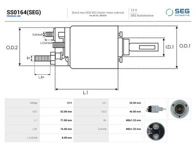 Elektromagnetický spínač, štartér AS-PL SS0164(SEG)