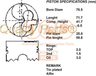 Поршень IAP QUALITY PARTS 100-09033 для OPEL CORSA