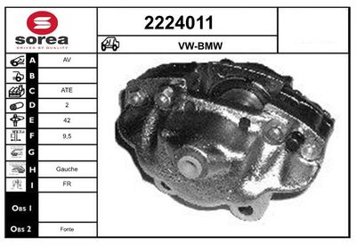Тормозной суппорт EAI 2224011 для BMW 2500-3.3