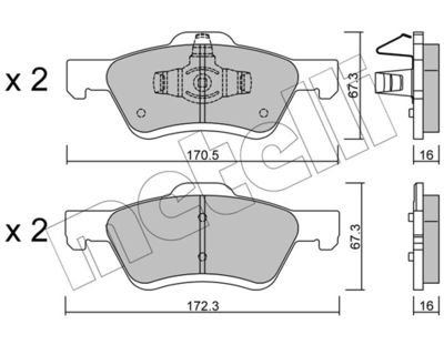 Комплект тормозных колодок, дисковый тормоз METELLI 22-0906-0 для MAZDA TRIBUTE