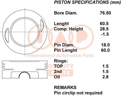 Поршень IAP QUALITY PARTS 101-03041 для DAIHATSU HIJET