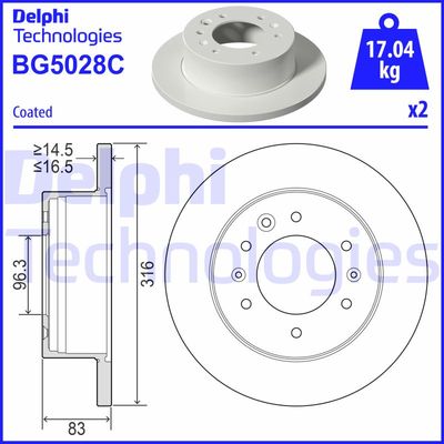 Тормозной диск DELPHI BG5028C для HYUNDAI H350