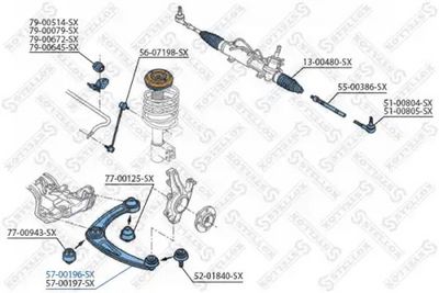 носач, окачване на колелата STELLOX 57-00196-SX