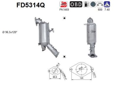 Filtr sadzy / filtr cząstek stałych, układ wydechowy AS FD5314Q
