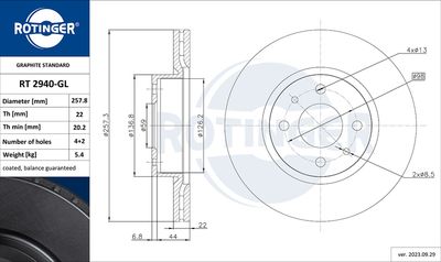 спирачен диск ROTINGER RT 2940-GL