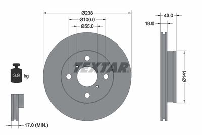 Тормозной диск TEXTAR 92076500 для TOYOTA STARLET