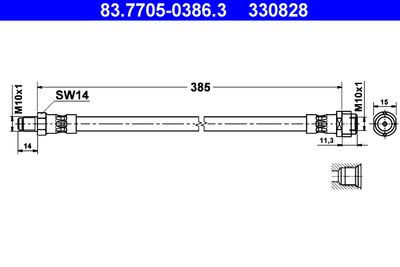 Тормозной шланг ATE 83.7705-0386.3 для MERCEDES-BENZ CLC-CLASS