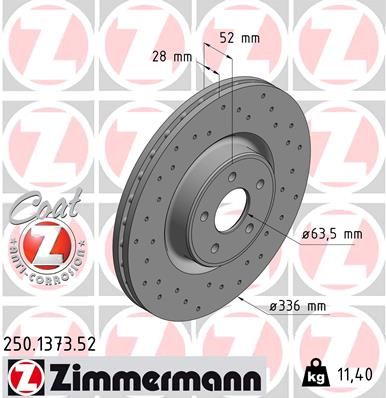 ZIMMERMANN 250.1373.52 Деталь для FORD FOCUS II (DA_, HCP, DP) 2.5 RS