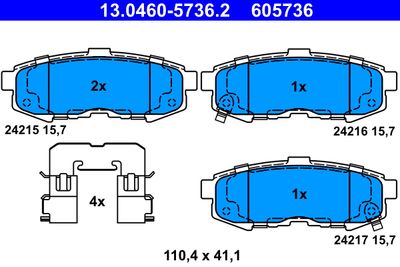 Комплект тормозных колодок, дисковый тормоз ATE 13.0460-5736.2 для MAZDA MPV