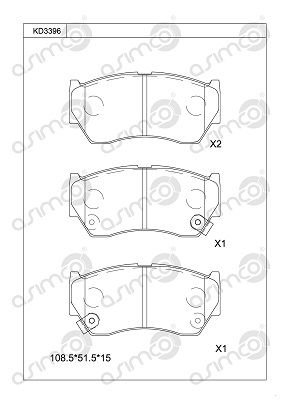 Комплект тормозных колодок, дисковый тормоз ASIMCO KD3396 для MAZDA MPV