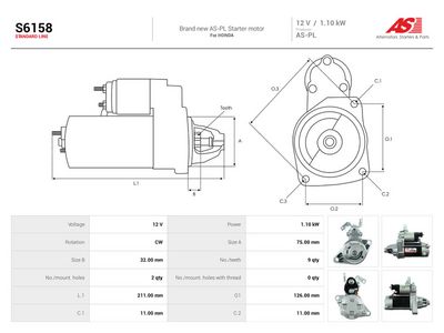 Startmotor AS-PL S6158