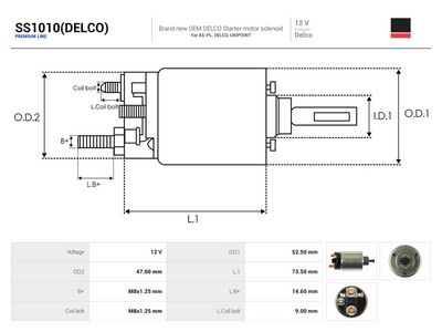 Elektromagnetický spínač, startér AS-PL SS1010(DELCO)