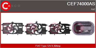 CASCO CEF74000AS Вентилятор системы охлаждения двигателя для FIAT DOBLO Автофургон / микроавтобус (223_) 1.2 (223ZXA1A)