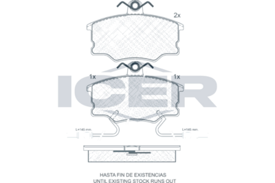 комплект спирачно феродо, дискови спирачки ICER