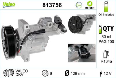 VALEO Compressor, airconditioning VALEO RE-GEN REMANUFACTURED (813756)
