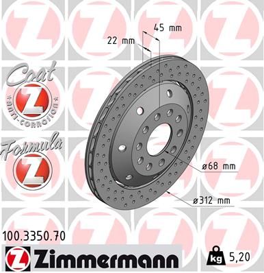 ZIMMERMANN 100.3350.70 Тормозные диски для AUDI A4 B5 Avant (8D5) RS4 quattro ZIMMERMANN 100.3350.70 Тормозные диски для AUDI A4 B5 Avant (8D5) RS4 quattro