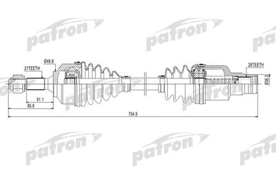 Приводной вал PATRON PDS0131 для CITROËN C3
