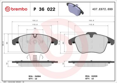 Brake Pad Set, disc brake P 36 022