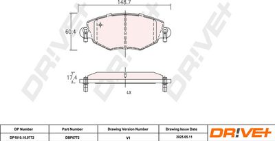 BREMSBELAGSATZ SCHEIBENBREMSE DR!VE+ DP1010100772 2
