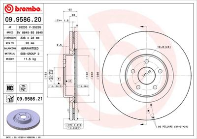 Bromsskiva BREMBO 09.9586.21